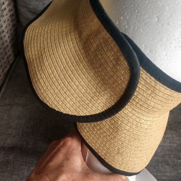 J. Crew Visor Packable Tan Black Wrap Around Adjustable One Size - Picture 7 of 12